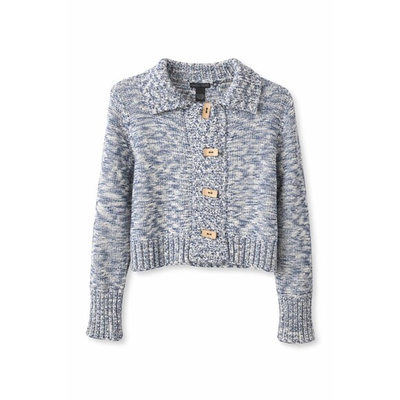 Other Sweaters - Nomadic Traders Y2K Knit Sweater M Blue Navy White Chunky Wood Buttons